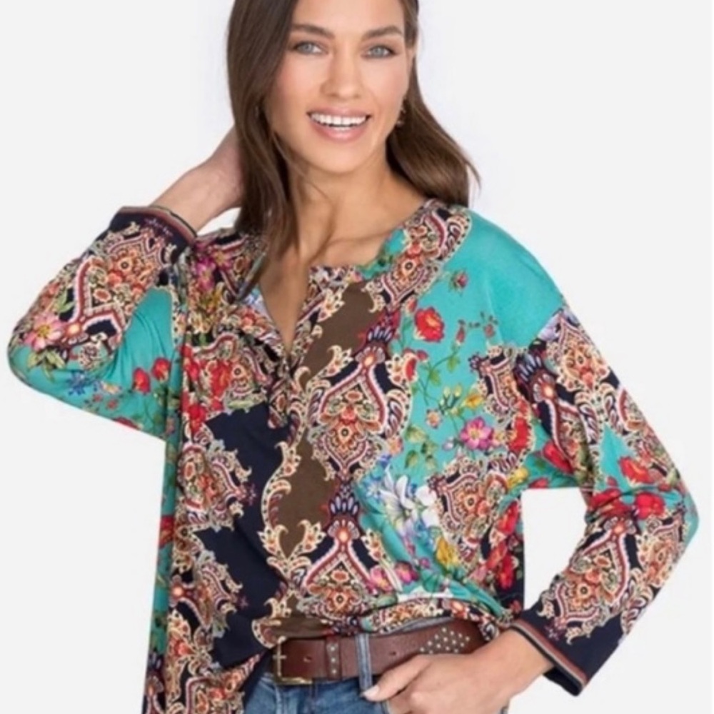 Johnny Was Indi Flower Henley Tee